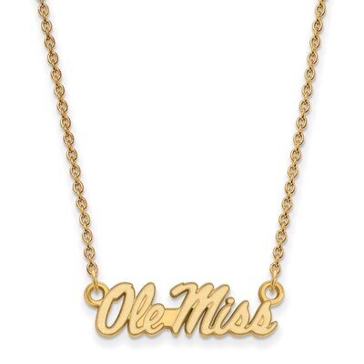 University of Missisippi Small Pendant with Chain Necklace Gold-plated Silver GP054UMS-18, MPN: GP0…