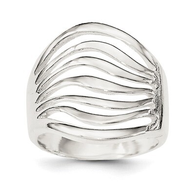 Wave Ring Sterling Silver Polished QR6074, MPN: QR6074, 191101784101