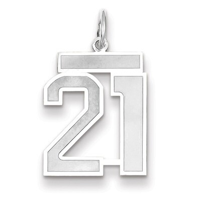 Number 21 Charm Medium Satin 14k white Gold WSM21, MPN: WSM21, 883957077277