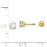 Polished Reversible 5mm Synthetic Diamond &amp; Ball Earrings - 14k Gold SE270 by Madi K, MPN: SE270, 2…