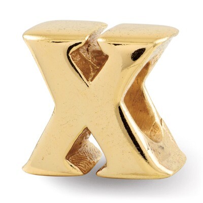 Gold-plated Letter X Bead - Sterling Silver QRS468XGP, MPN: QRS468XGP, 886774992235