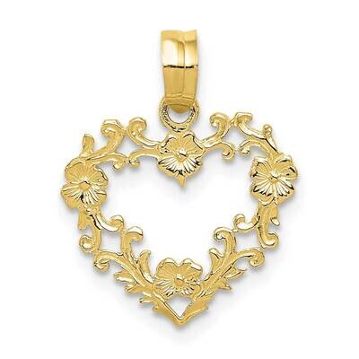 Floral Border Heart Pendant 10k Gold Polished 10C2922, MPN: 10C2922,