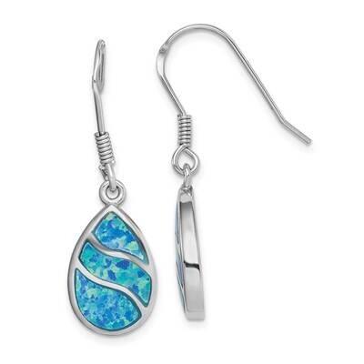 Created Opal Inlay Teardrop Dangle Earrings Sterling Silver Rhodium-plated QE14294, MPN: QE14294, 8…