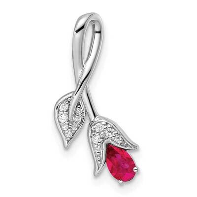 Ruby and Diamond Floral Chain Slide 14k White Gold PM8271-RU-005-WA, MPN: PM8271-RU-005-WA,