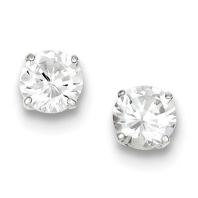 Round Diamond 8mm Post Earrings Sterling Silver QE9098, MPN: QE9098, 883957576794