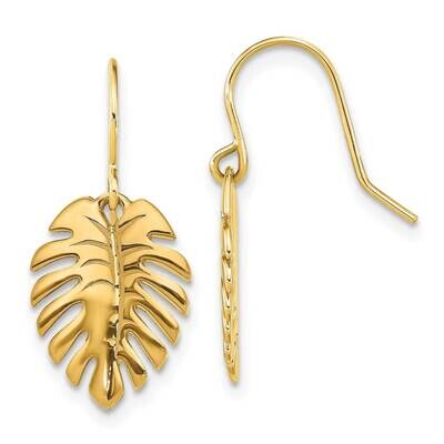 Palm Leaf Dangle Earrings 14k Gold Polished SF2922E, MPN: SF2922E, 883957982106