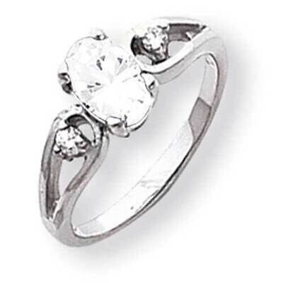 7x5mm Oval Cubic ZirconiDiamond Ring 14k White Gold Y2190CZ_AA, MPN: Y2190CZ_AA, 883957552422