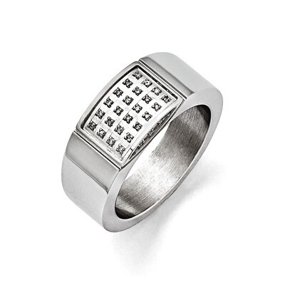 Polished 1 10ct tw. Diamond Ring - Stainless Steel SR419A by Chisel, MPN: SR419A, 883957527888