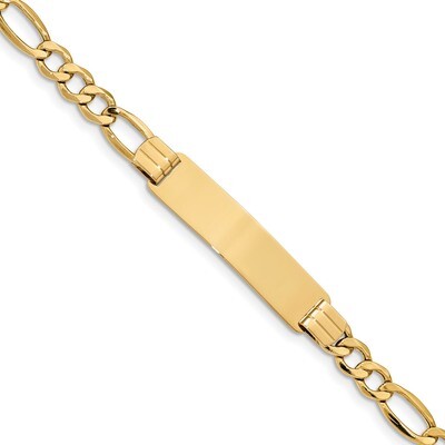 8 Inch ID with Semi-Solid Figaro Bracelet 14k Gold Polished DCID136-8, MPN: DCID136-8, 883957722313
