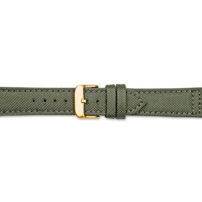 24mm Olive Canvas Leather Lining Gold-tone Buckle Watch Band  BA387-24, MPN: BA387-24,