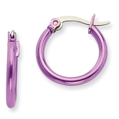 Pink IP plated 15.5mm Hoop Earrings - Stainless Steel SRE429 by Chisel, MPN: SRE429, 886774039541