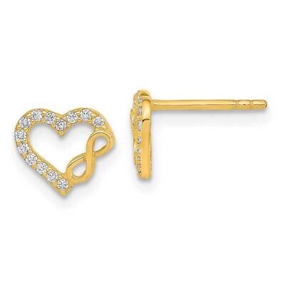 Cut Out Heart and Infinity Sign CZ Diamond Post Earrings 14k Gold Polished YE2033, MPN: YE2033, 191…