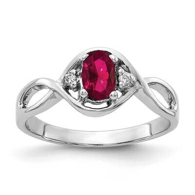 6x4mm Oval Created Ruby Aaa Diamond Ring 14k White Gold Y2086CR/AAA, MPN: Y2086CR_AA, 883957707204