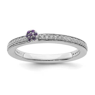 Amethyst &amp; Diamond Ring 14k White Gold SK2077, MPN: SK2077, 191101298066