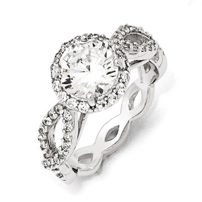 Cheryl M Round Twisted Ring Sterling Silver Cubic Zirconia QCM894, MPN: QCM894, 883957398037