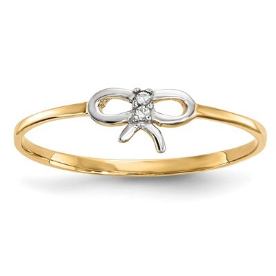 CZ Diamond Bow Ring 14k Gold &amp; Rhodium R626, MPN: R626, 191101079283