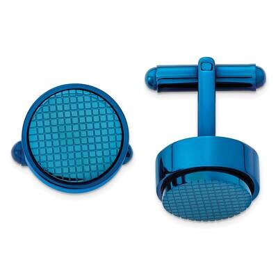 Textured Blue Ip Plated Round Cufflinks Stainless Steel Polished SRC357, MPN: SRC357, 886774622361