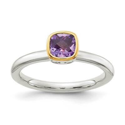 Amethyst Ring Sterling Silver with 14k Gold Accent QTC1739, MPN: QTC1739, 883957342924