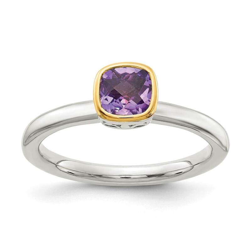 Amethyst Ring Sterling Silver with 14k Gold Accent QTC1739