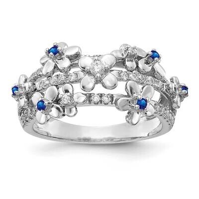 Sapphire Flower Ring 14k White Gold Diamond RM3984-SA-033-WA, MPN: RM3984-SA-033-WA, 883957548029