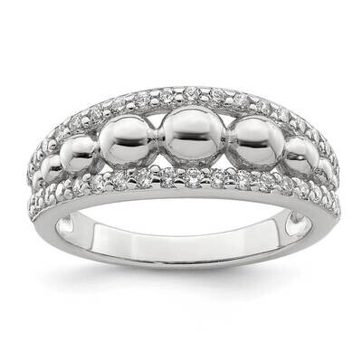 Beads Ring Sterling Silver CZ Diamond QR7119, MPN: QR7119, 883957957265
