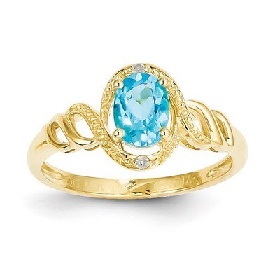 Light Swiss Blue Topaz Diamond Ring 10k Gold 10XB309, MPN: 10XB309, 883957585871