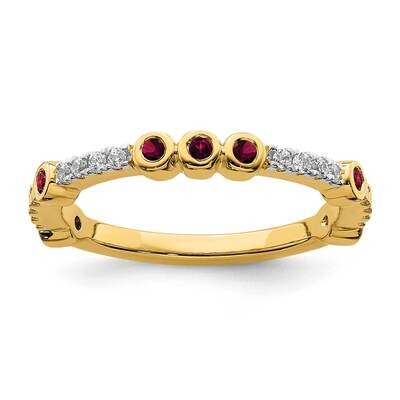Created Ruby &amp; Diamond Ring 14k Gold SK2070, MPN: SK2070, 191101214356