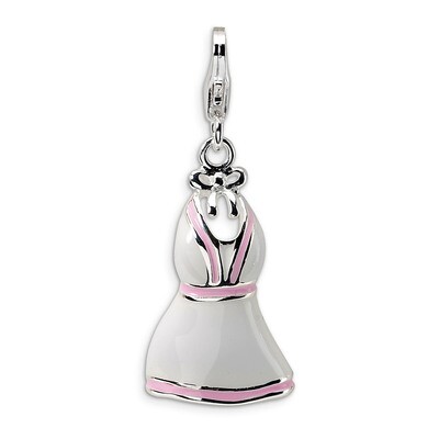 White/Pink Trimmed DreSterling Silver Charm Sterling Silver Enamel QCC208 by Amore La Vita, MPN: QC…