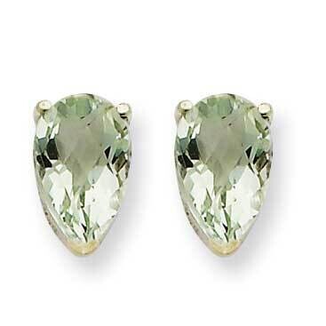 8x5 Pear Checker-Cut Green Quartz Earrings 14k White Gold XE81WCG, MPN: XE81WCG, 883957103686