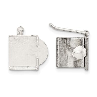 11.3 x 10mm Push Button Box Clasp Sterling Silver SS3626, MPN: SS3626,