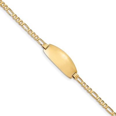 7 Inch Oval ID Figaro Bracelet 14k Gold LID90-7, MPN: LID90-7, 883957724478