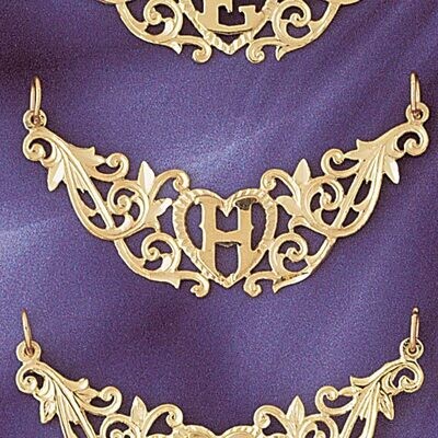 Dazzlers Jewelry Initial H Heart Pendant Necklace Charm Bracelet in Yellow, White or Rose Gold 9578…