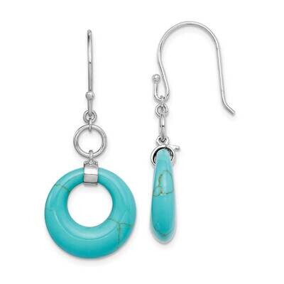 Created Turquoise Circle Dangle Earrings Sterling Silver Rhodium-plated QE15368, MPN: QE15368, 8867…