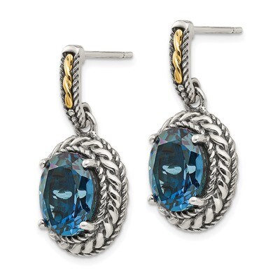 London Blue Topaz Earrings Sterling Silver &amp; 14k Gold QTC1367, MPN: QTC1367, 191101465680