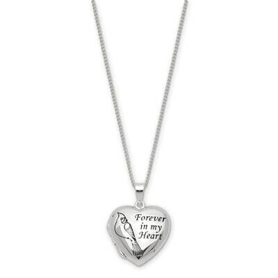 Metal Cardinals Song Heart Locket 18 In. Necklace Silver-plated GM18994, MPN: GM18994, 603799111171