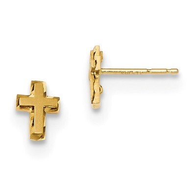Madi K Satin &amp; Polished Diamond -cut Cross Post Earrings 14k Gold GK897, MPN: GK897, 886774039381