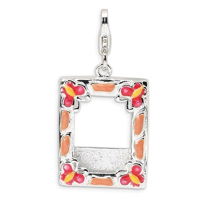 3-D Enameled Photo Frame Charm Sterling Silver QCC162 by Amore La Vita, MPN: QCC162, 883957331195