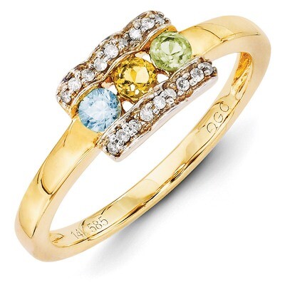 3 Birthstones Family Jewelry Diamond Semi-Set Ring 14k Yellow Gold XMR44/3, MPN: XMR44/3, 883957418…