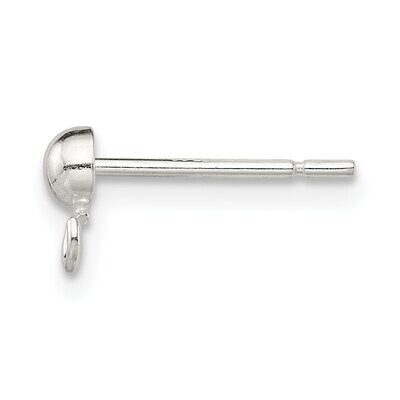 Sm Half Round With Ring Post Earring Sterling Silver Polished SS4909, MPN: SS4909,