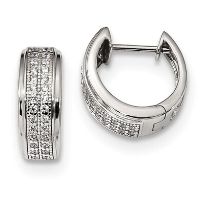 CZ Diamond Hinged Hoop Earrings Sterling Silver QE13728, MPN: QE13728, 886774106489