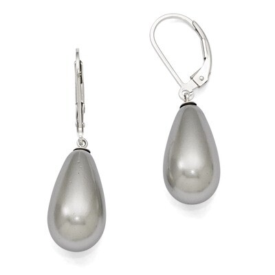 10X18Mm Teardrop Grey Shell Bead Earrings Sterling Silver QMJET10G, MPN: QMJET10G, 886774294087