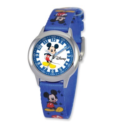 Disney Kids Mickey Mouse Printed Fabric Band Time Teacher Watch XWA3581, MPN: XWA3581, 843231059436