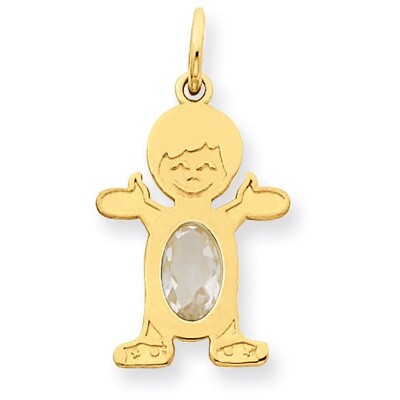 Boy 6x4 Oval Genuine White Topaz-April 14k Gold XCK17, MPN: XCK17, 883957294780