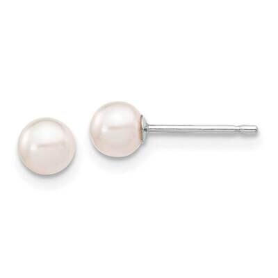 4-5mm Round White Saltwater Akoya Earrings 14k White Gold XFW491E, MPN: XFW491E, 191101800047