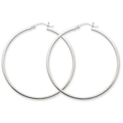 2mm Square Tube Hoops 14k White Gold T1081, MPN: T1081, 883957286235