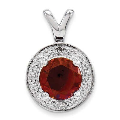 January Garnet Pendant Sterling Silver Diamond QBPD11JAN, MPN: QBPD11JAN, 883957518596