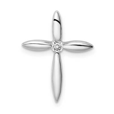 Center CZ Diamond Passion Cross Chain Slide Sterling Silver Rhodium-plated QC9391, MPN: QC9391, 886…