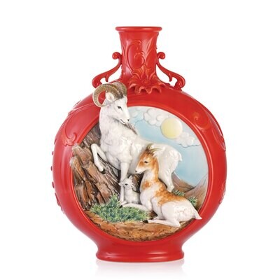 Franz Porcelain Numerous Blessings Goat Vase FZ03284, MPN: FZ03284,