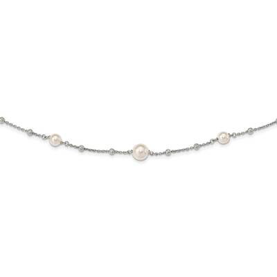 Beads &amp; Swarovski Pearls with 1 inch Extender Necklace Sterling Silver Diamond-cut QG5314-28, MPN: …