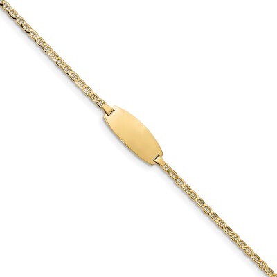 5.5 Inch Oval ID Semi-Solid Anchor Bracelet 14k Gold DCID145-5.5, MPN: DCID145-5.5, 883957722740